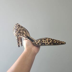 Leopard Print Pointed Toe Heels - Women